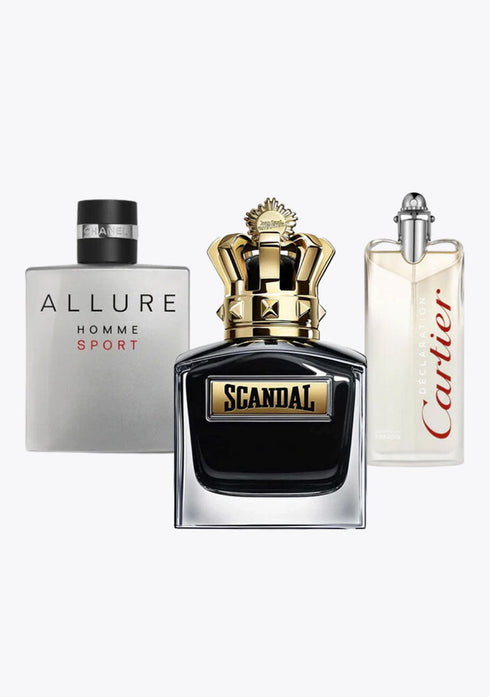 3 Parfums Allure Homme Sport, Jean Paul Gaultier Scandal, Cartier Declaration