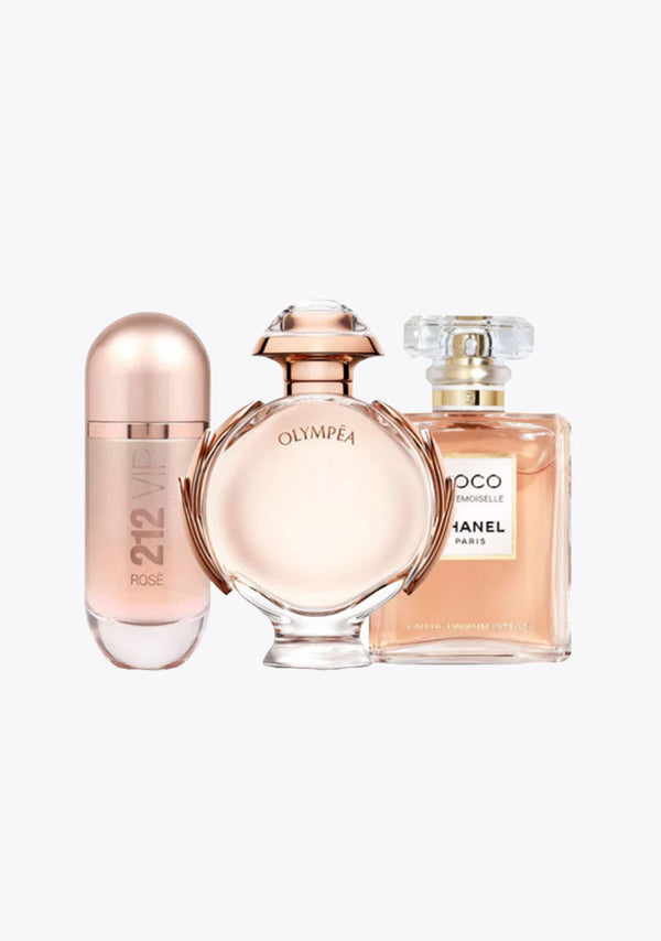 3 Parfums Carolina Herrera 212 VIP ROSÉ, Paco Rabanne OLYMPÉA et Chanel COCO MADEMOISELLE