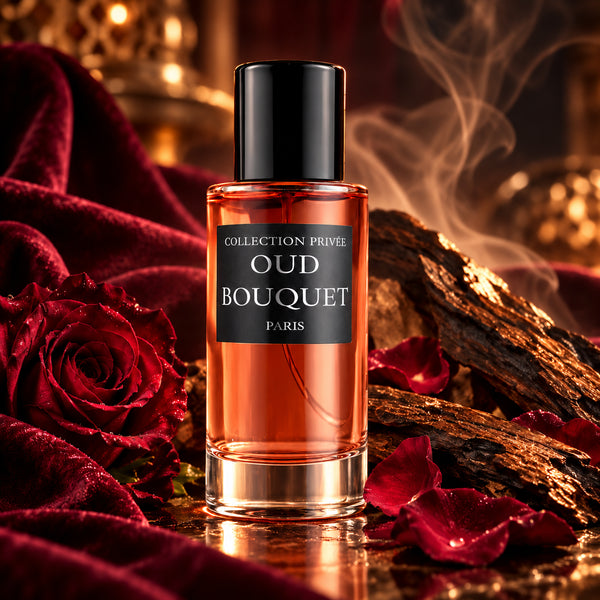 Oud Bouquet Collection Privée — roses profondes et bois.
